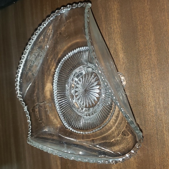 Vintage Clear Banana Boat BonBon Dish Beaded Edge - Picture 2 of 6